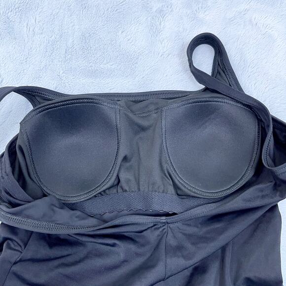 Lands End Scoop Neck Tugless One Piece Swimsuit Black Padded Soft Bra Womens 8 - Picture 5 of 7
